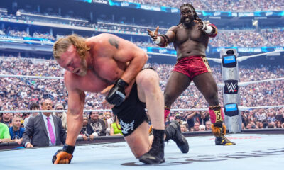 Nigerian Wrestler Oba Femi Beats And Retires Brock Lesnar On WrestleMania Debut