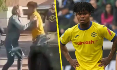 Nigerian Striker Gift Orban Fights With Fan After His Team Lost To AC Milan [Video]