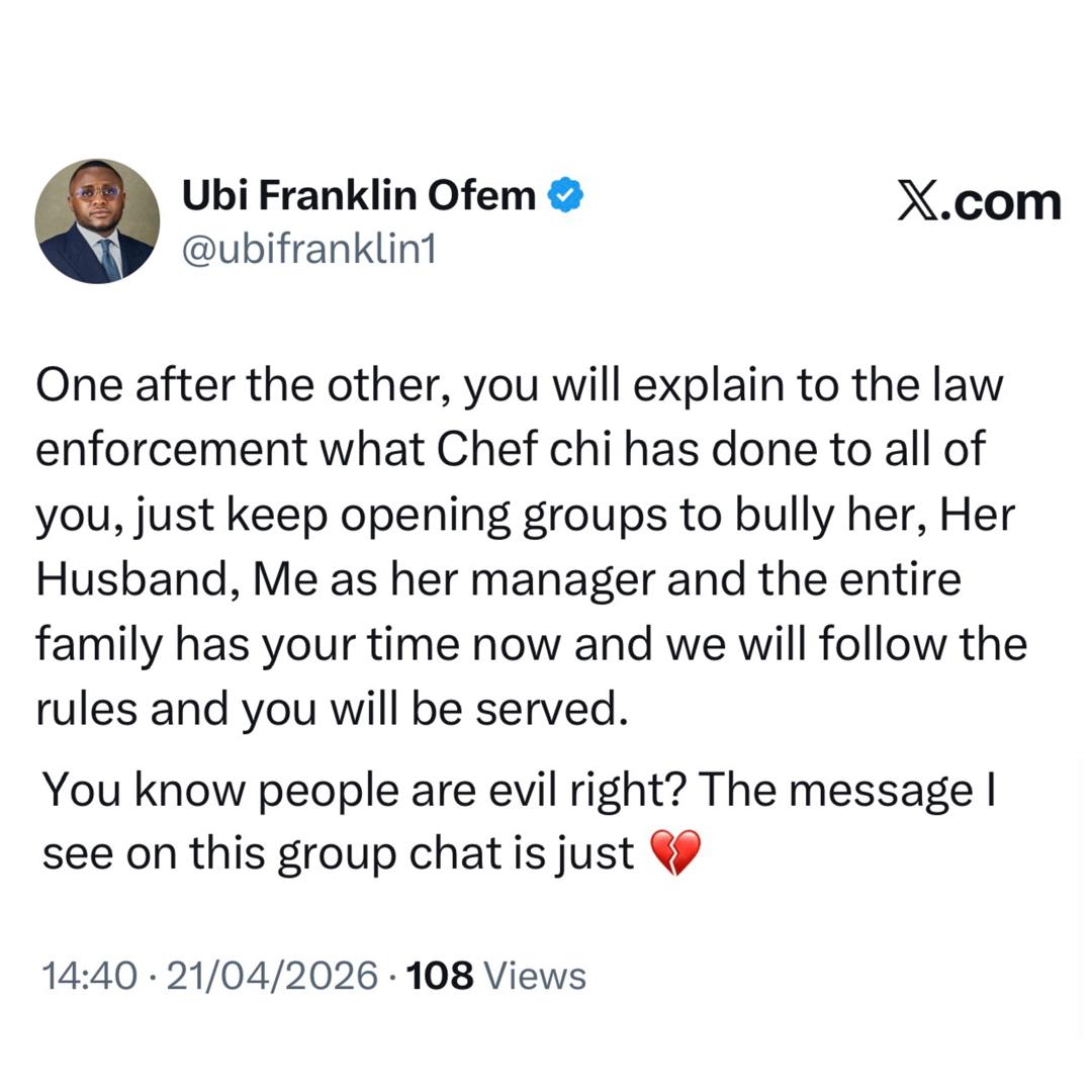 Ubi Franklin Threatens To Sue Those Bullying Davido’s Wife, Chioma