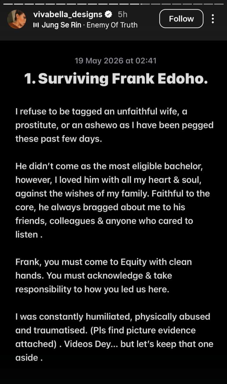 Frank Edoho's Ex-Wife Sandra Accuses Him Of Physical Abuse, Says He Threatened To Kill Her