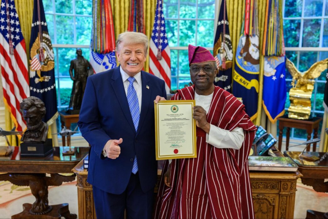 Kayode Are Begins Role As Nigeria’s Ambassador To US, Presents Credentials To Trump [Photos]