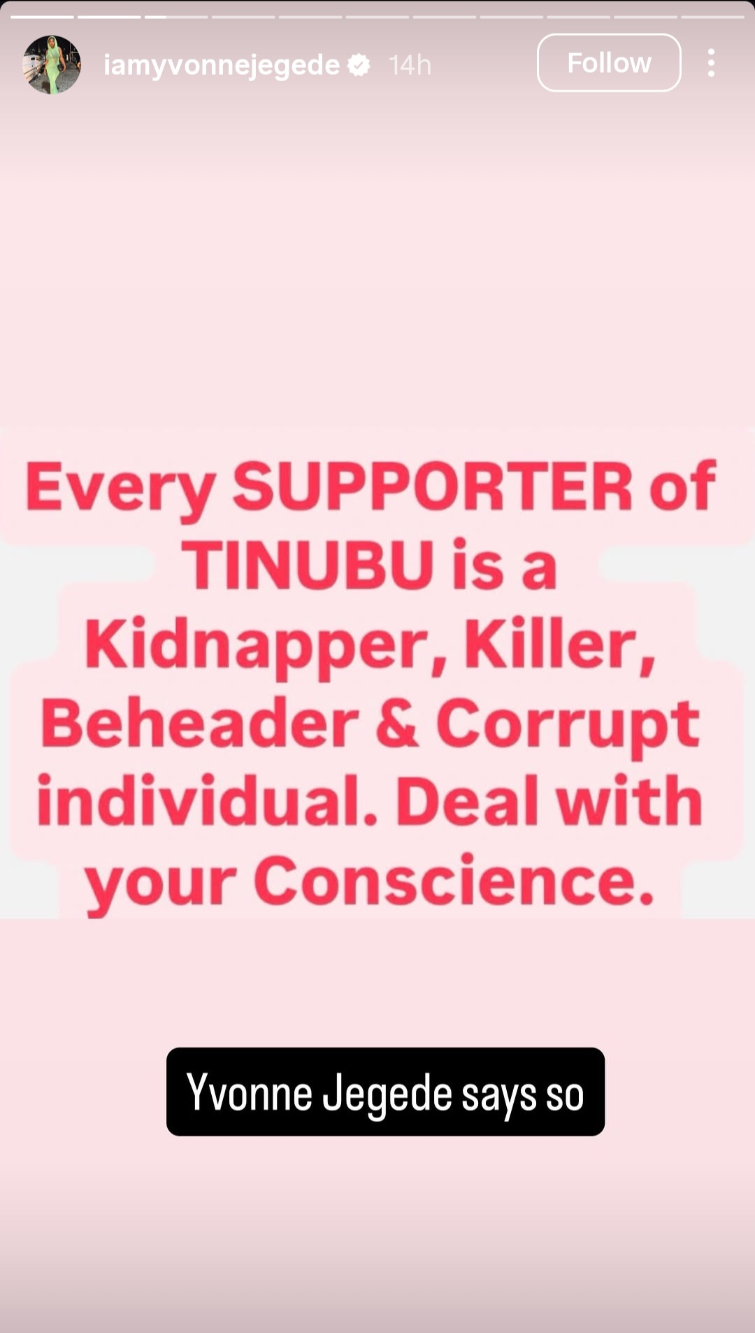 Everybody Supporting Tinubu Is Kidnapper, Killer And Corrupt - Yvonne Jegede 