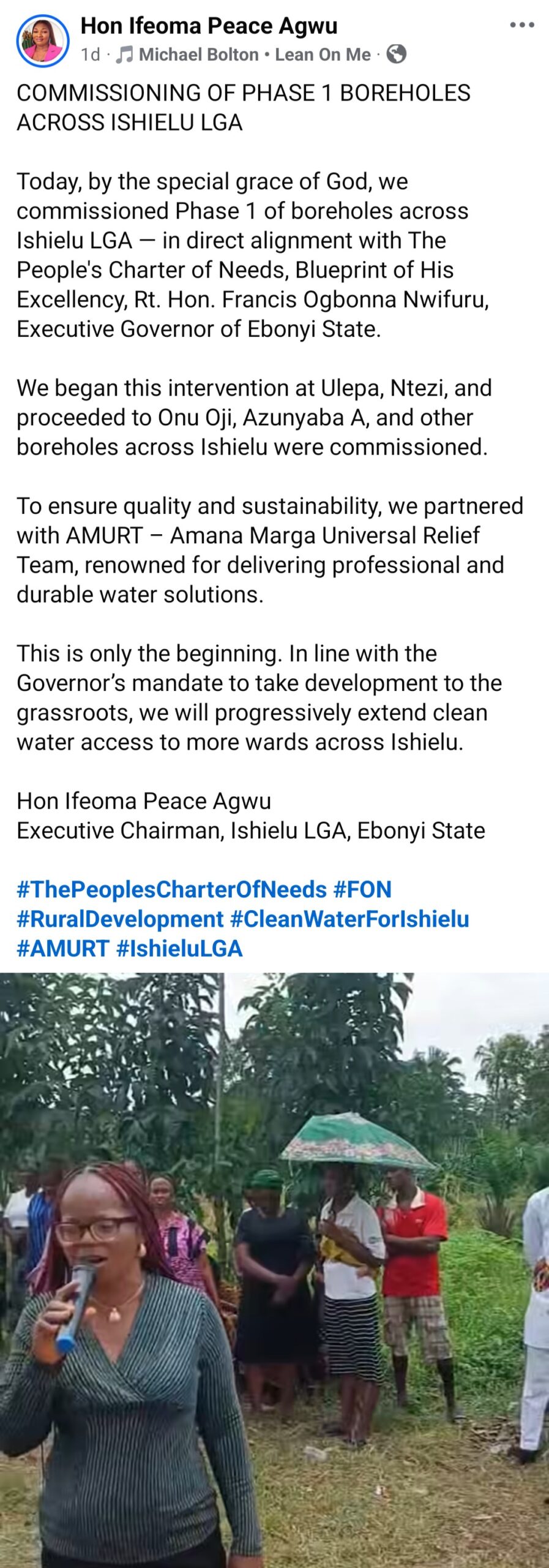 Ebonyi Chairman Dragged Over Borehole Project She Commissioned In Her Constituency