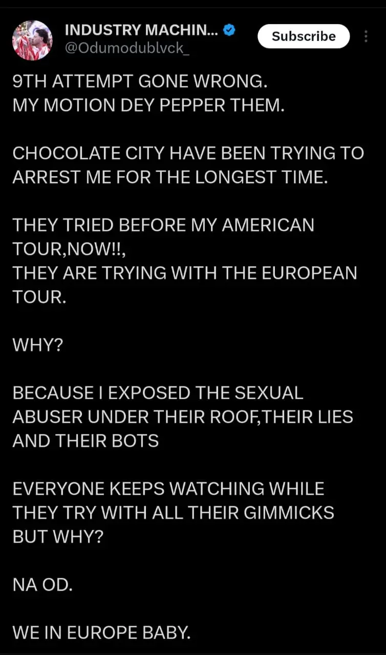 Chocolate City Petitioned Police To Arrest Me And Stop My European Tour - Odumodublvck 5