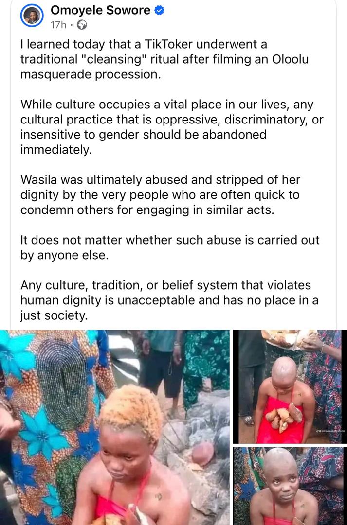 Sowore Condemns Spiritual Cleansing Of Tiktoker Accused Of Filiming Oyo Masquerade 6 Sowore Condemns Spiritual Cleansing Of Tiktoker Accused Of Filiming Oyo Masquerade