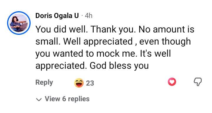 Doris Ogala Reacts As Man Demands N1,000 Campaign Donation Back 14 Doris Ogala Reacts As Man Demands N1,000 Campaign Donation Back