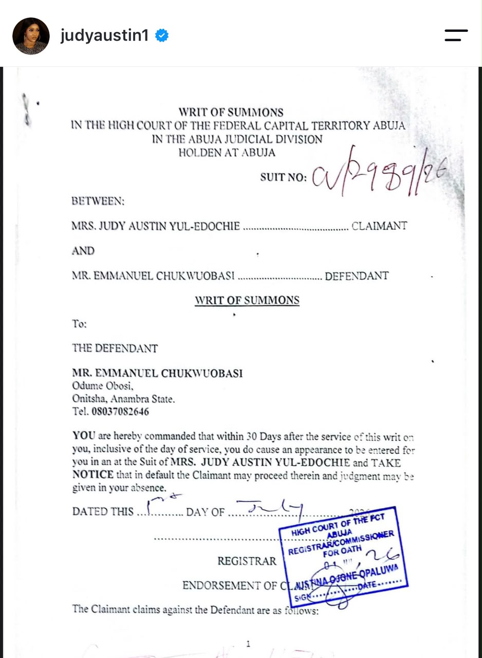 Judy Austin Sues Ex-Husband Emmanuel Obasi For N1 Billon Over Alleged Defamation 10 Judy Austin Sues Ex-Husband Emmanuel Obasi For N1 Billon Over Alleged Defamation